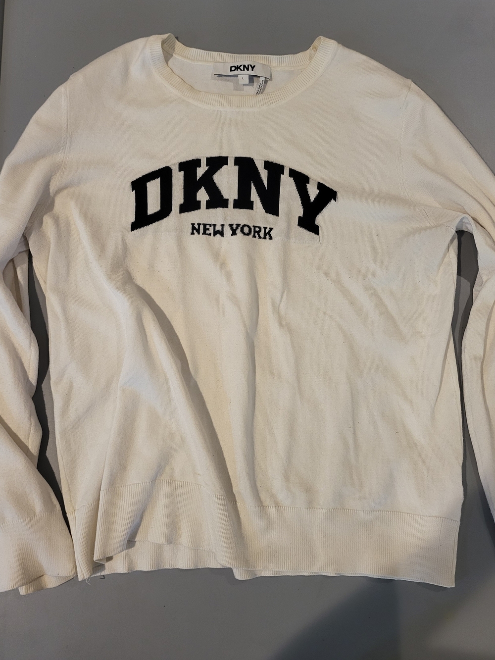 DKNY White Crewneck Sweatshirt with Black Logo